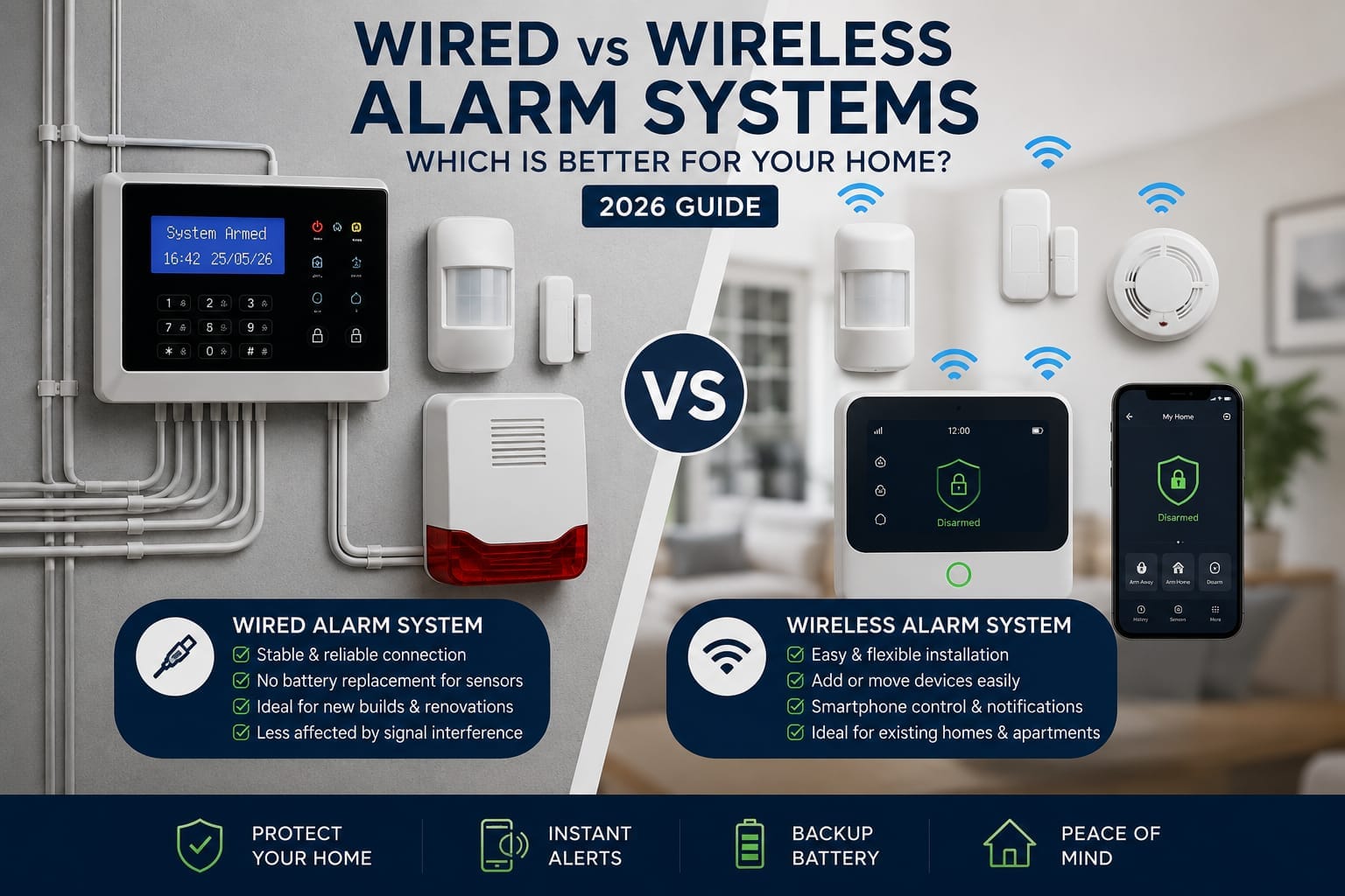 Wired vs wireless alarm systems comparison for home security