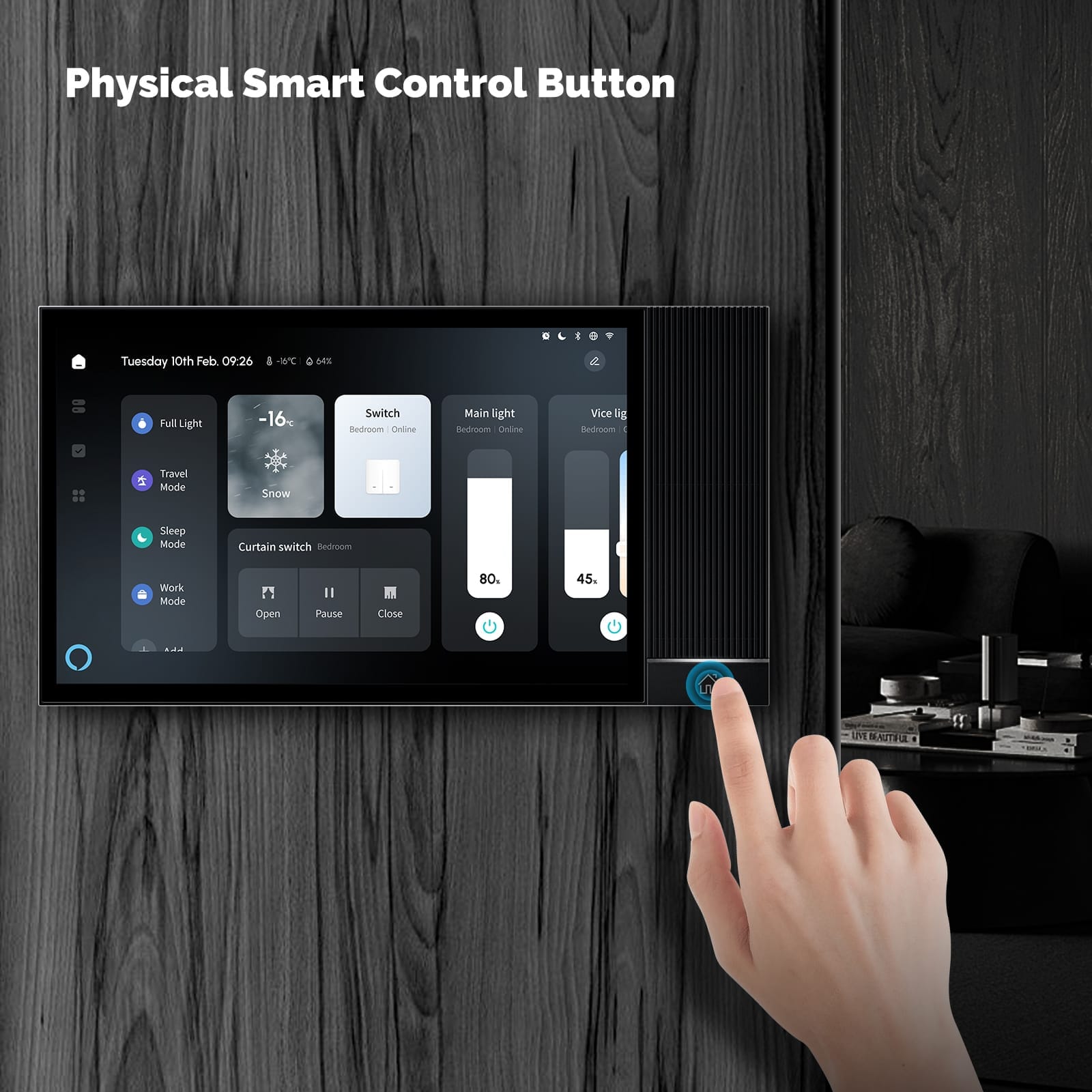 Smart Home Control Panel with Physical Control Button