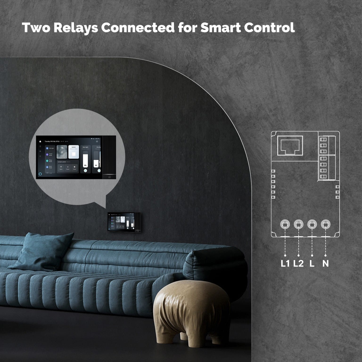 Smart Home Control Panel with Two Relay Outputs